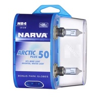 Narva 48613BL2: HB4 12V 51W Arctic Plus 50 Halogen Headlight Globes (2pk)