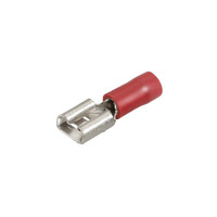 Narva Female Blade Terminal, Flared Vinyl Insulated Red 6.3mm x 0.8mm (100 pk)