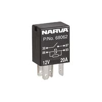 Narva 68062BL: 12V 20A Normally Open  4 Pin Micro Relay with Resistor